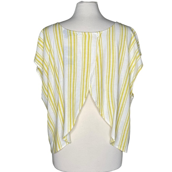 Torrid 0 Linen Cross Back Cropped Tank in ember stripe - Picture 3 of 11